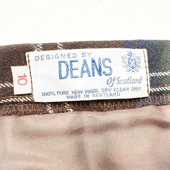 Deans of Scotland Green Wool Tartan Plaid Midi A-Line Patterend Skirt Size 10 - Picture 3 of 6